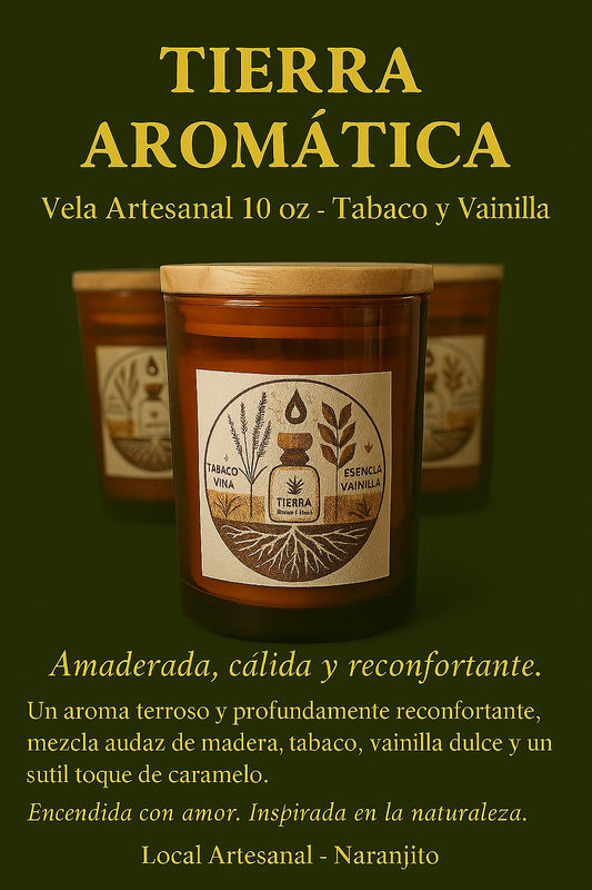 Vela Artesanal Tabaco y Vainilla – 10 oz