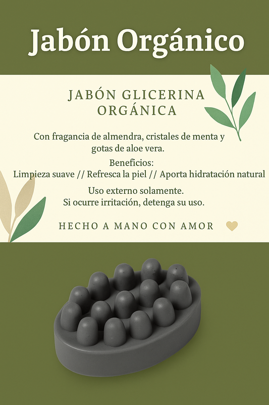 🧼 Jabón Glicerina Orgánica con Almendra, Menta y Aloe Vera