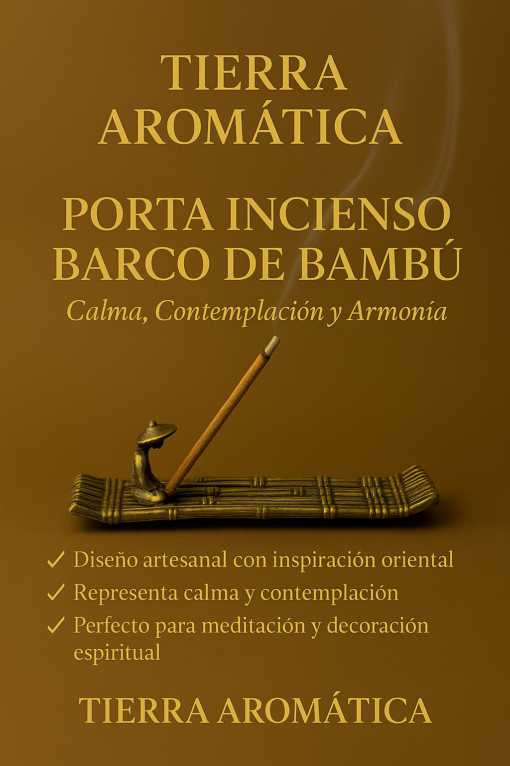 Porta Incienso Barco de Bambú con Figura