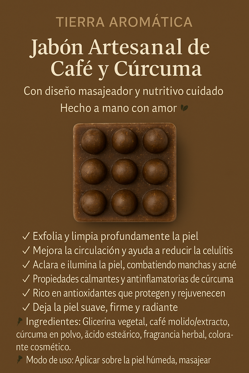 Jabón Artesanal de Café y Cúrcuma