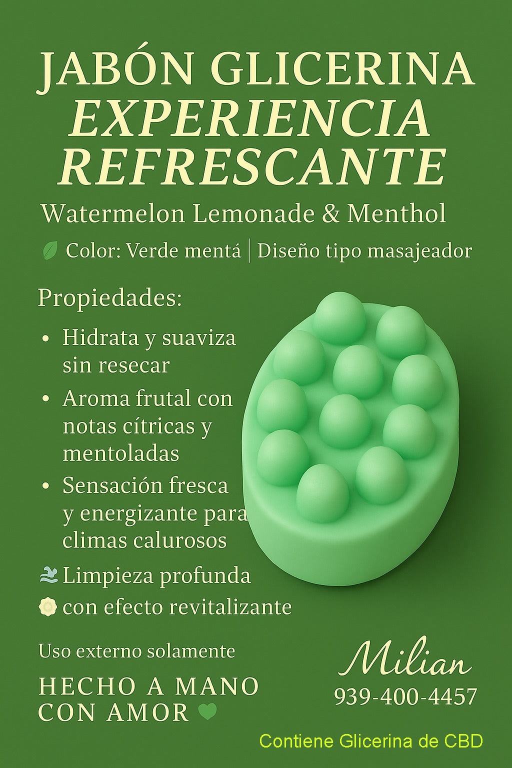 JABÓN GLICERINA CANNABIS WATERMELON LEMONADE MENTOL