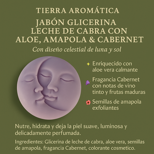 Jabón Glicerina Leche de Cabra con Aloe, Amapola Cabernet