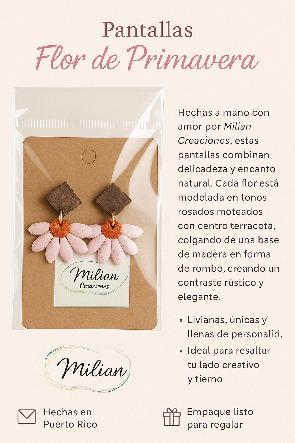 🌸 PANTALLAS MARGARITA  Hook Madera RECTARNGULAR